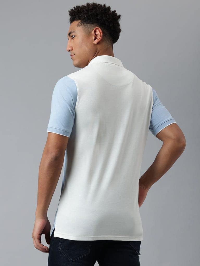 Men Cream Regular Fit Polo Neck T-Shirt view 4