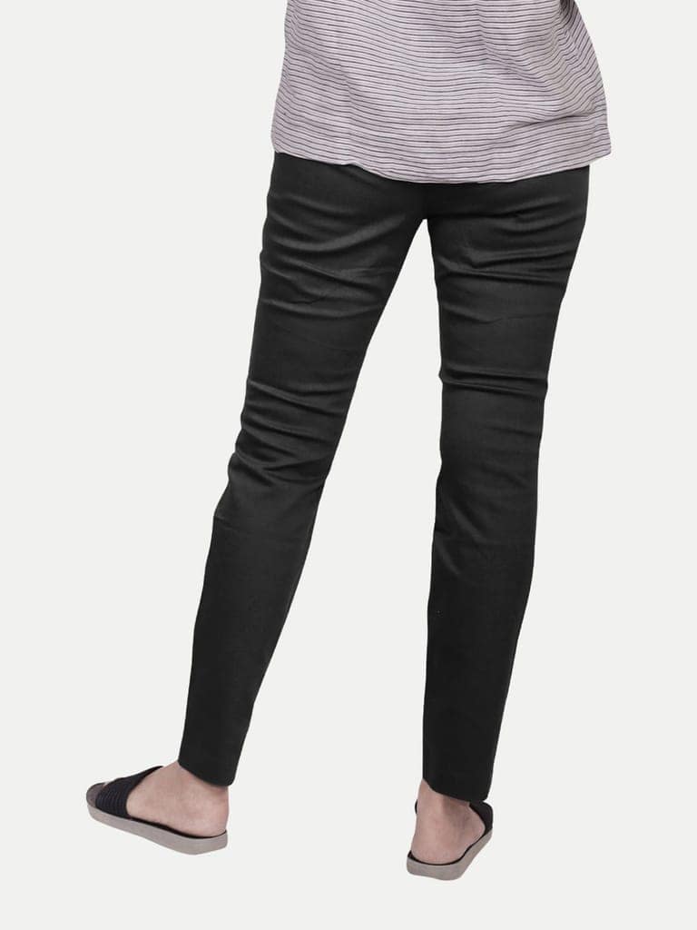 Women Black Woven Leggings view 4