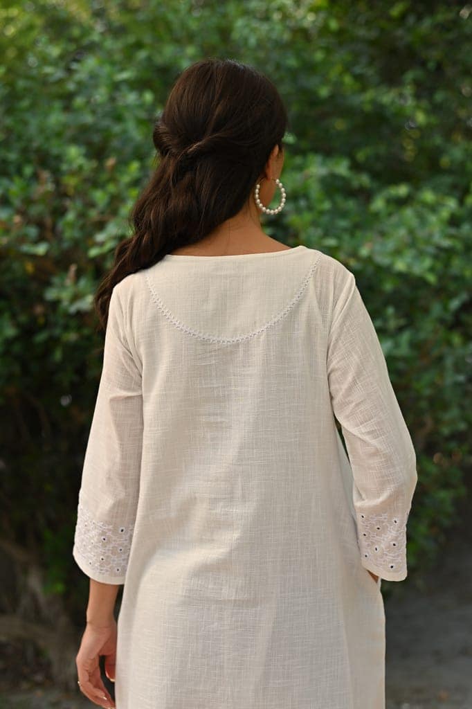 Jasmine Sindhi Hand Embroidered Cotton A-Line Kurta view 7