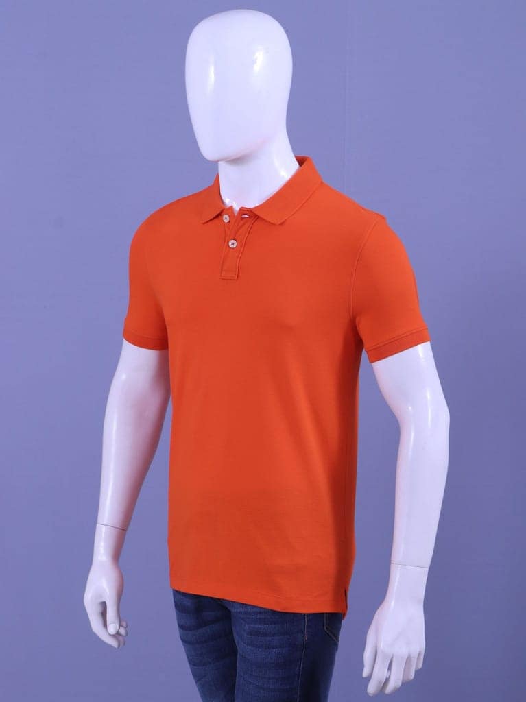 Men's Orange Enzyme Finish Solid Polo T-Shirt view 3
