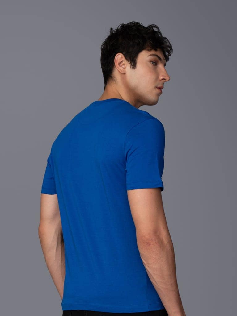 Men’s Cotton Breathable Round Neck Summer Branded T-Shirt-Blue view 2