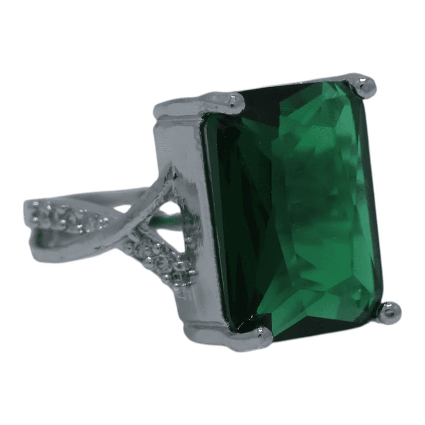Emerald CZ Statement Ring view 2