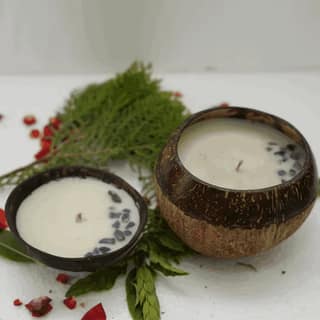 Eco-Friendly Coconut Shell Candles pack of 2 ( 1 big and 1 small )
