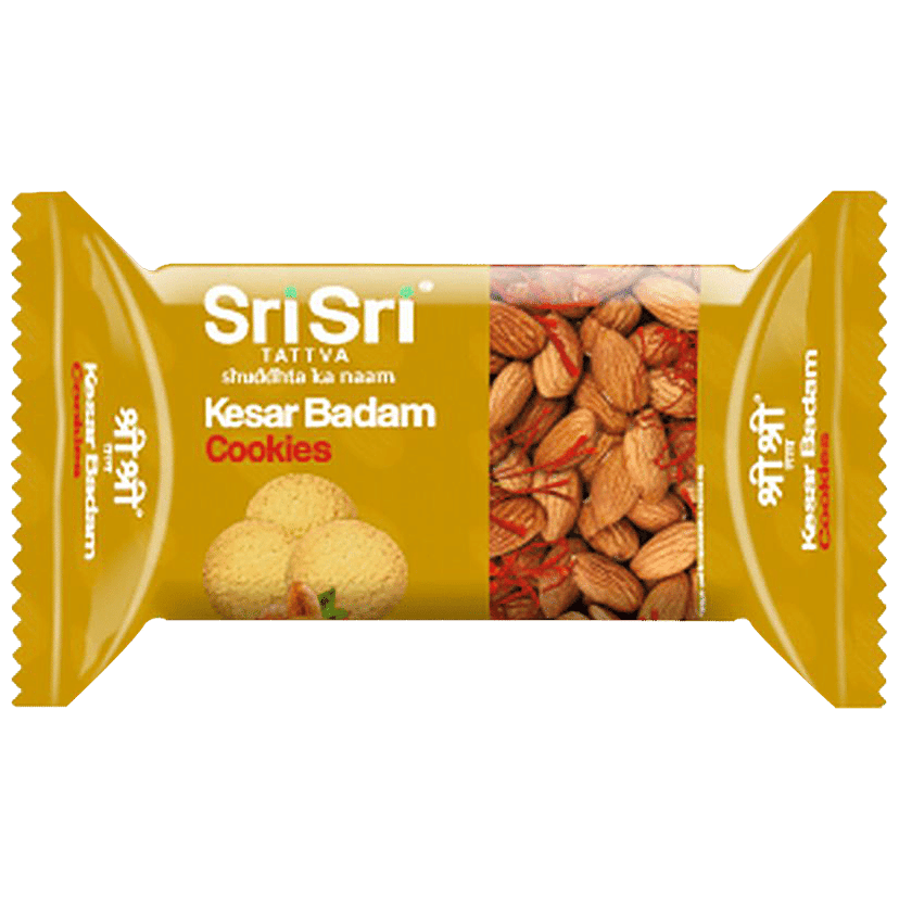 Sri Sri Tattva Kesar Badam Cookies - Teatime Snack, Baked, 50 g