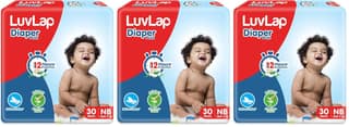 LuvLap Pant Style Baby Diapers, Newborn/X-Small (NB/XS), 30 Count, For babies of Upto 5Kg with Aloe Vera Lotion for rash protection, with upto 12hr protection, Diapers (Pack of 3) LuvLap Pant Style Baby Diapers, Newborn/X-Small (NB/XS), 30 Count, For bab