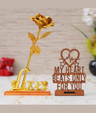 eCraftIndia Gold Plastic Valentine Hamper