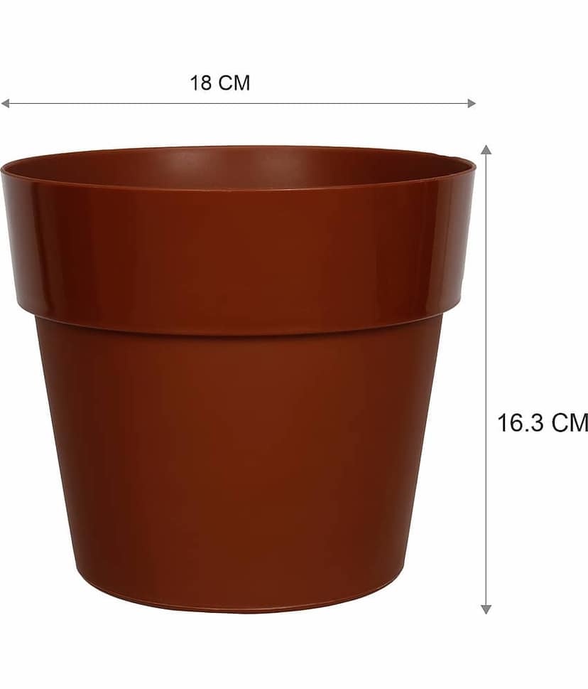 DynoreBrown Color Plastic Pots & Planters for Gardening, Indoor & Outdoor ( Pack of 4 ) - 16cm (Length) view 2