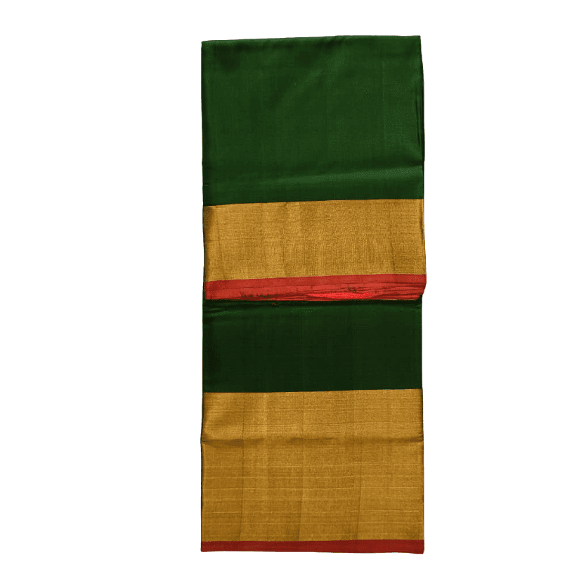 Elegant Dark Green uppada pattu Saree with Golden Zari Border view 2