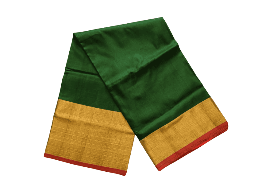 Elegant Dark Green uppada pattu Saree with Golden Zari Border view 3