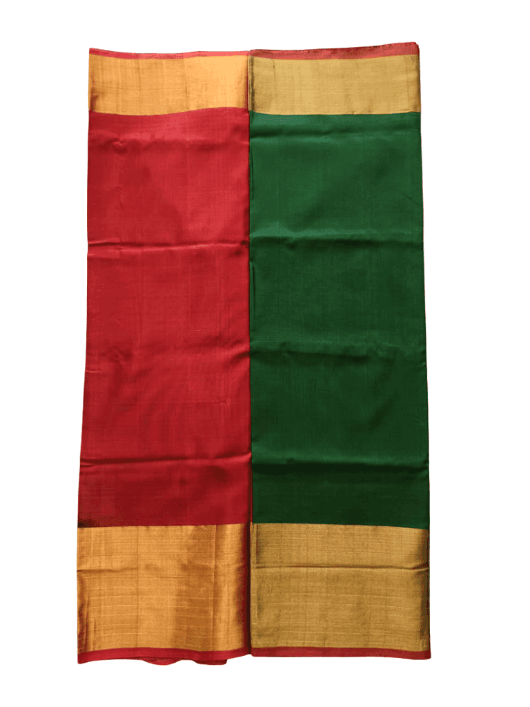 Elegant Dark Green uppada pattu Saree with Golden Zari Border view 6