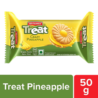 Britannia Treat Crazy Pineapple Cream Biscuit - Ready To Eat, 50 G