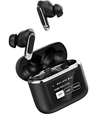 VEhop V8 TouchScreen TWS Type C True Wireless (TWS) In Ear 32 Hours Playback Active Noise cancellation IPX4(Splash & Sweat Proof) Black