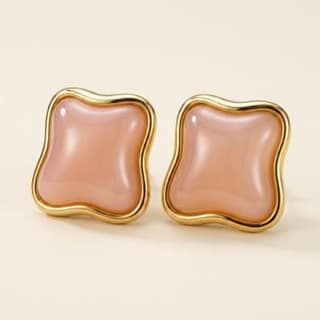Ripple Frame Stone Studs - Blush Pink | Gold-Tone Anti-Tarnish Imitation Jewellery