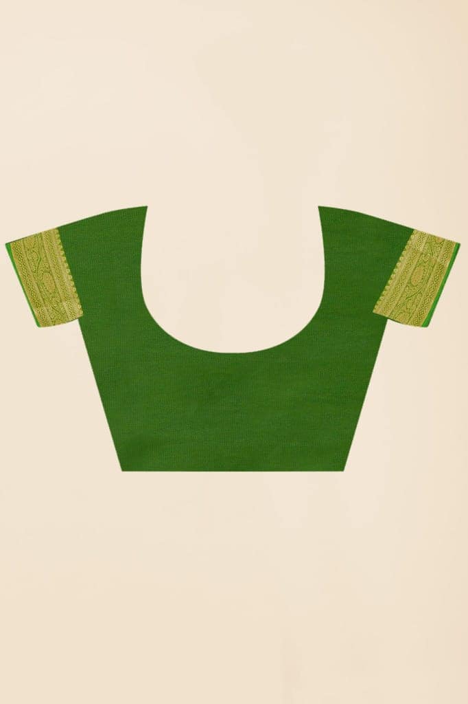 Green Khaddi Georgette Saree view 5