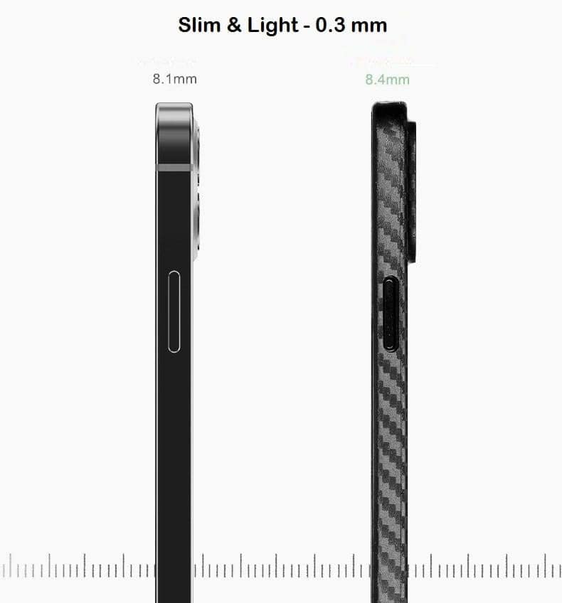 Memumi Slim Series Ultra Thin 0.3mm Back Cover for Apple iPhone 12 Pro Carbon Fiber - Black (6.1") view 3