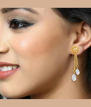 VIVASTRI Golden Drop Earrings ( Pack of 2 )