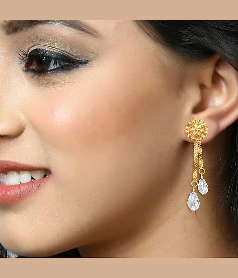 VIVASTRI Golden Drop Earrings ( Pack of 2 )
