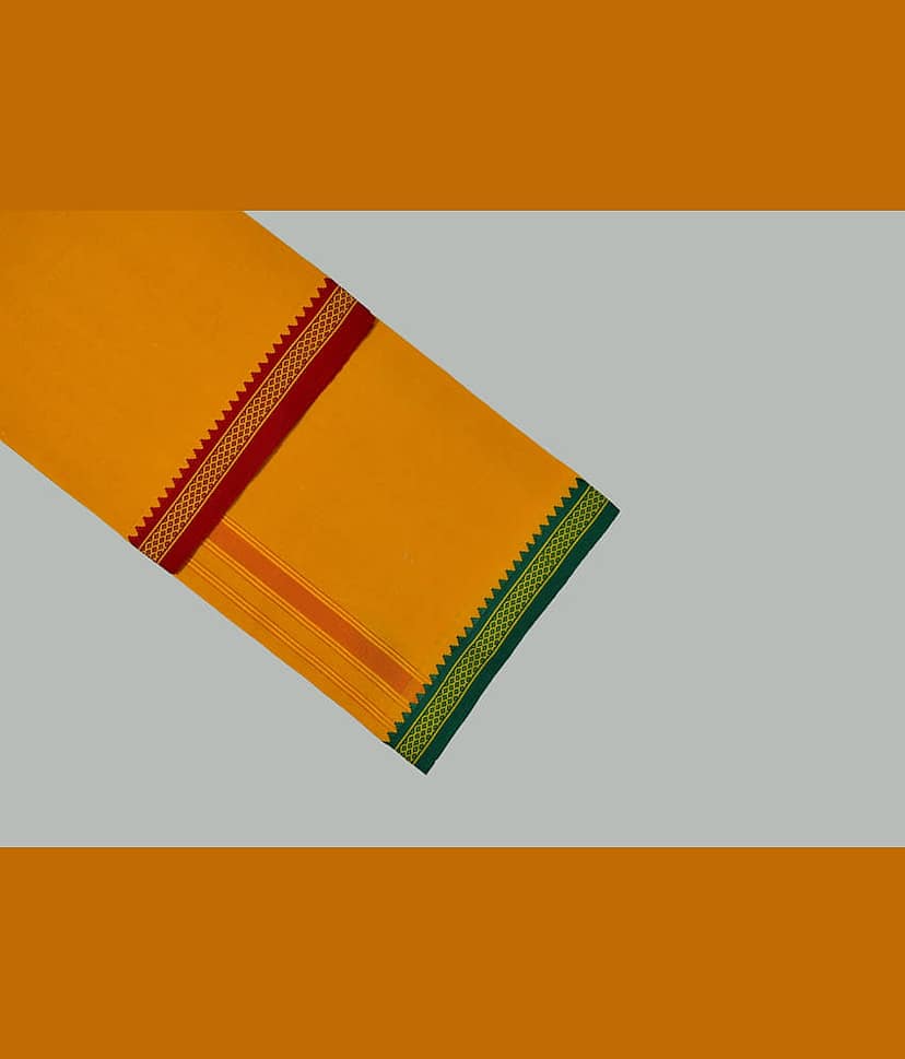 Shyam Handloom Cotton Blend Men's Dhoti Yellow ( Pack of 1 ) view 2