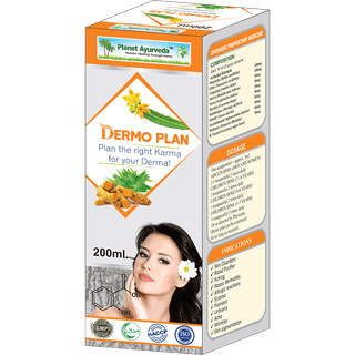 Planet Ayurveda Dermo Plan Syrup [Pack of 3] - 200ml Ayurvedic Skin Care Syrup for Men and Women - Natural Blood Purifier for Itching, Atopic Dermatitis, Allergic Reactions, Eczema, Psoriasis, Urticaria, Acne, Wrinkles, Skin Pigmentation