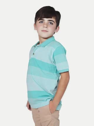 Teen Boys Light Blue Colour-Blocked Polo T-Shirt