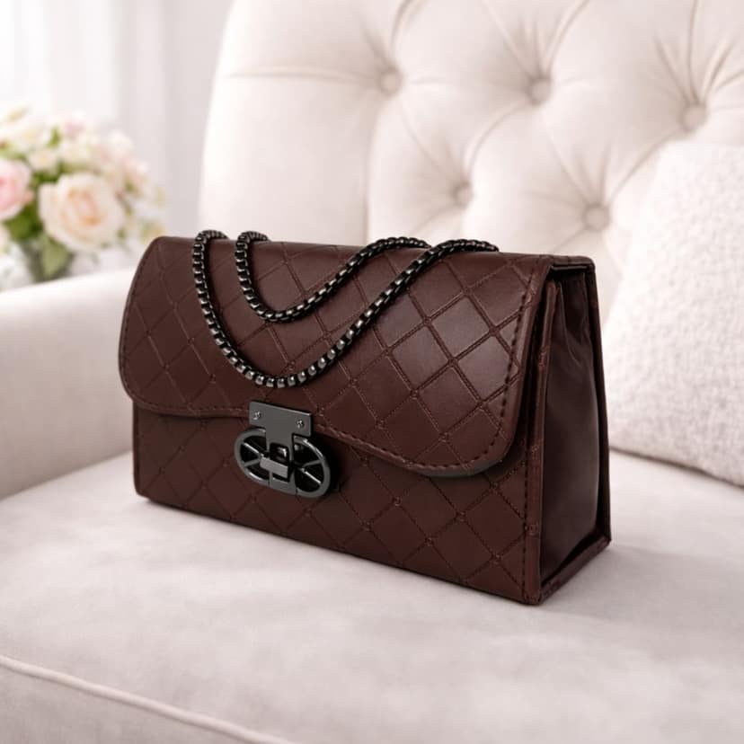 Quilted Design Sling Bag For Women | Chain Strap | Trendy Shoulder Bag
