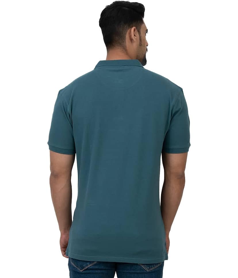 Cotstyle Pack of 1 Cotton Blend Regular Fit Solid Half Sleeves Men's Polo T Shirt ( Blue ) view 2