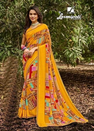 Multicolor Color Georgette Saree With Fancy Border And Blouse Piece