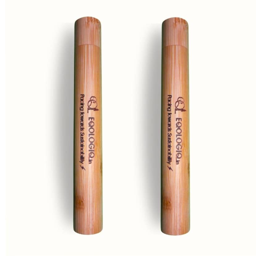 100% Bamboo Tooth brush Travel case | Pack of 2 | EQO LOGIQ