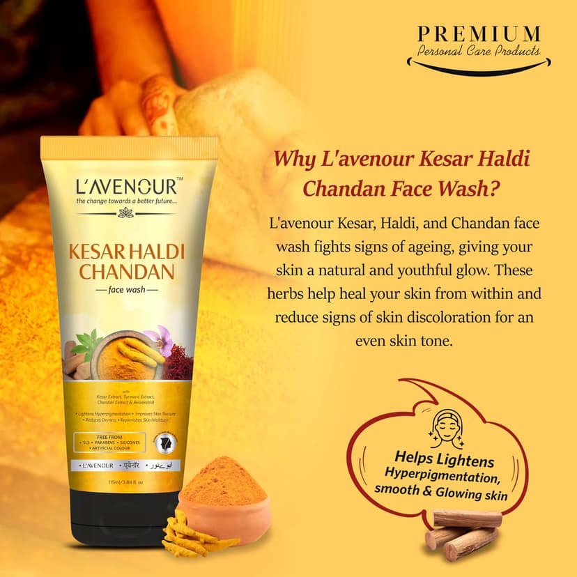 L'avenour Kesar Haldi Chandan Face Wash For Men & Women, Natural Ubtan Facewash - 115ml view 3