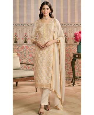Pink Banarasi Silk Straight Suit for Women (Ethnic Wear)