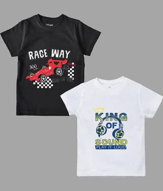ETCHED DESIGN Pack of 2 Boys Cotton T-Shirt ( Multicolor )