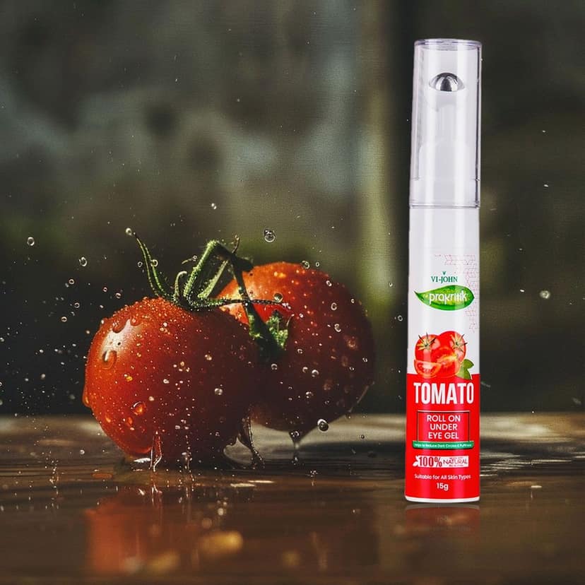 VI-JOHN Prakritik Tomato Roll On Under Eye Gel for Men & Women | 15g | Reduces Dark Circles & Puffiness | Softer Hair | 100% Natural Bio Actives | Cruelty-free | Paraben Free | Vegan | Dermatologist Approved | All Skin Types view 4