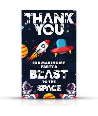 Zyozi Space Theme Thank You for Making Party A Blast to The Space Tags for Birthday,Space Thank You Label Tags for Birthday, Bridal Shower, Wedding, Baby Shower, Thanksgiving Favor (Pack of 30)