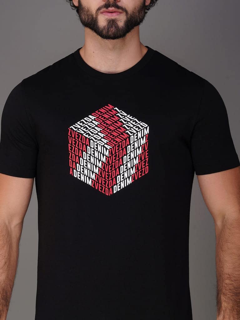 Men’s Branded Pure Cotton Tee Black view 4