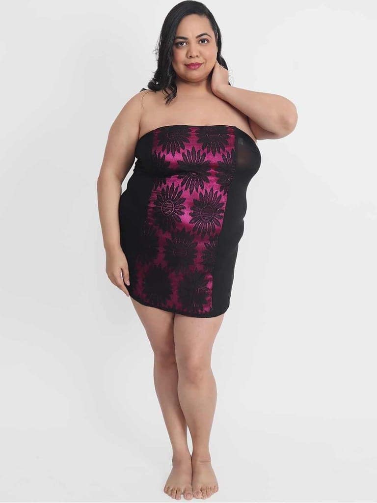 Plus Size Sexy Pink Bridal Babydoll Bikini Dress for Honeymoon BB13C view 4