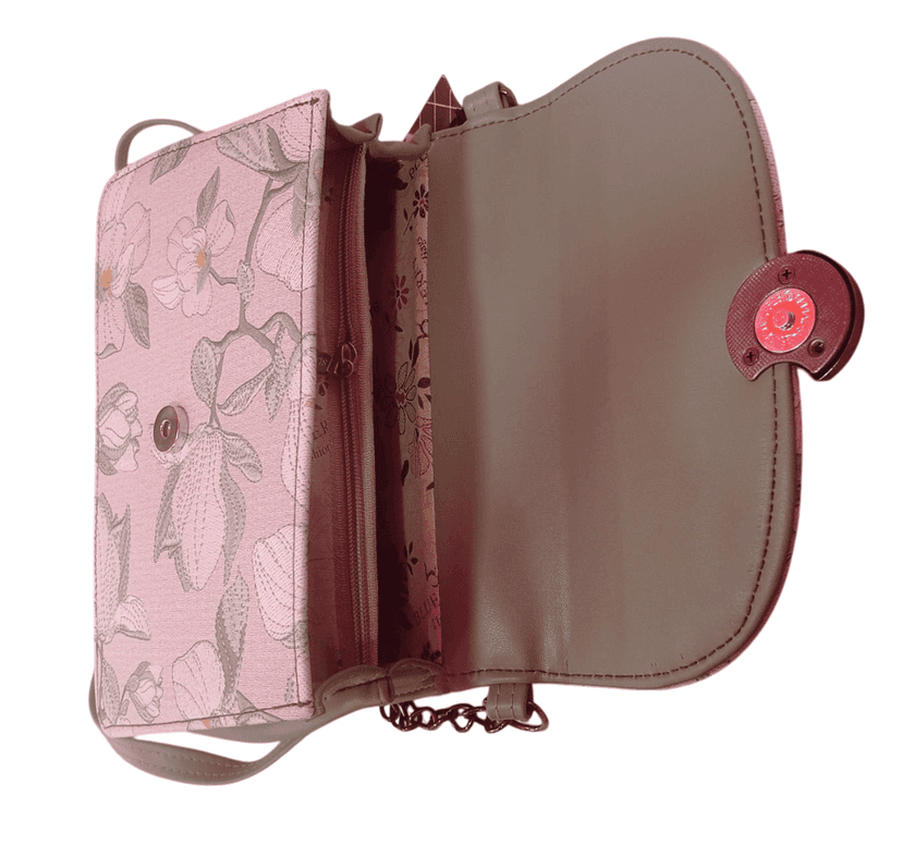 Small Crossbody Bag with Chain Strap and Floral Pattern view 4