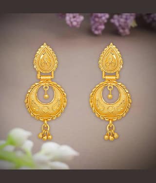 LUV FASHION Golden Danglers Earrings ( Pack of 1 )