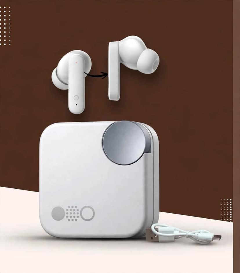 Premium Wireless Bluetooth Earbuds with Charging Case – White