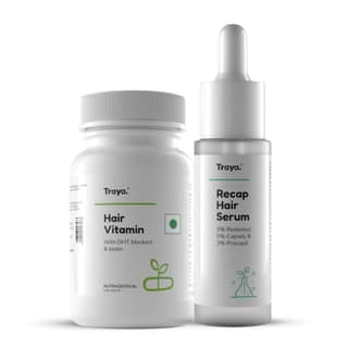 Traya Hairfall Control Combo | Contains Dht Blocker & Hair Growth Actives | Biotin, Bhringraj, Redensyl, Procapil And Capixyl | (Hair Vitamin 30 Capsules + Hair Recap Serum 30Ml) Traya Hairfall Control Combo | Contains Dht Blocker & Hair Growth Actives |