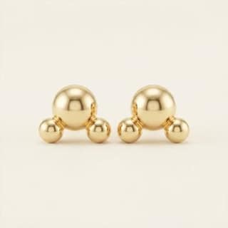Gold Tri-Ball Cluster Studs | Gold-Tone Anti-Tarnish Imitation Jewellery