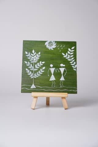 Tisser White Canvase Warli art, a traditional folk painting – Premium Handcrafted Eco-Friendly Product
