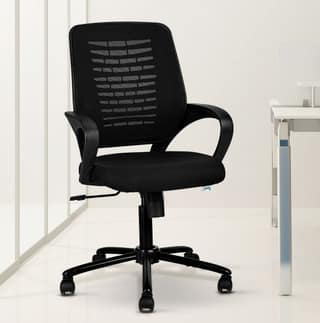 TEAL® Sprint Mesh Mid-Back Ergonomic Office Chair/Study Chair/Revolving Chair/Computer Chair for Work from Home Metal Base Height Adjustable Chair [Black]