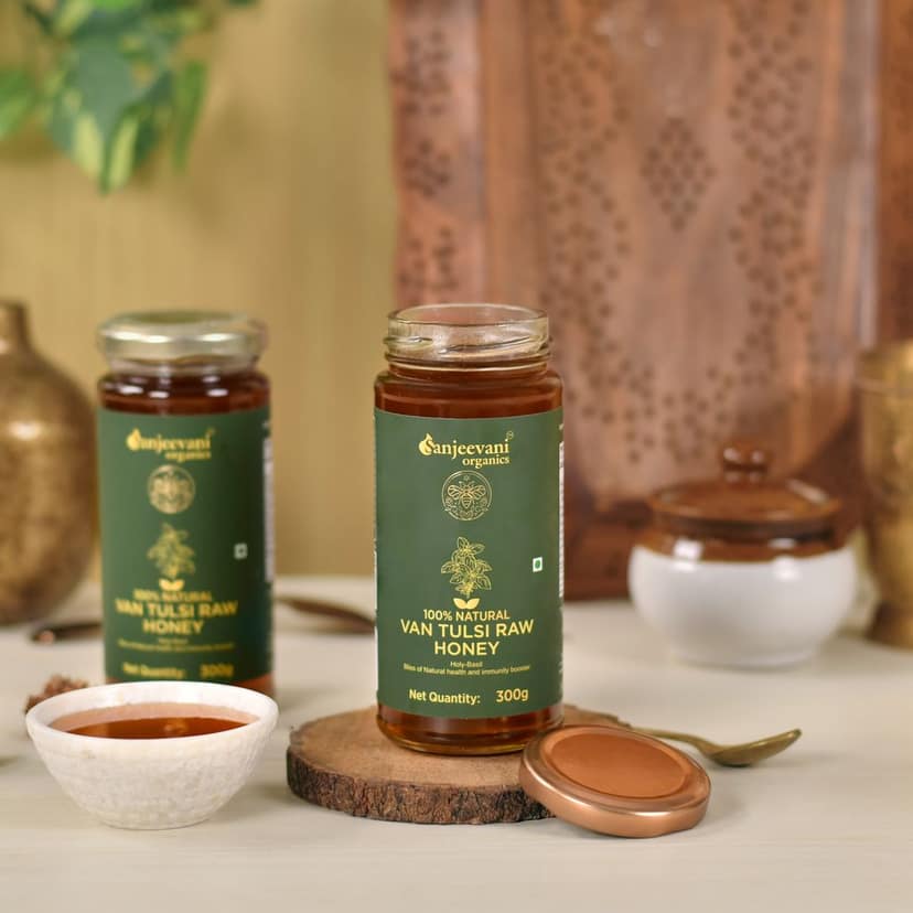 Sanjeevani Organics Van Tulsi Raw Honey | 100% Natural Honey | 300g (Pack of 2) – Premium Quality, Processed Honey for Freshness and Flavor view 5