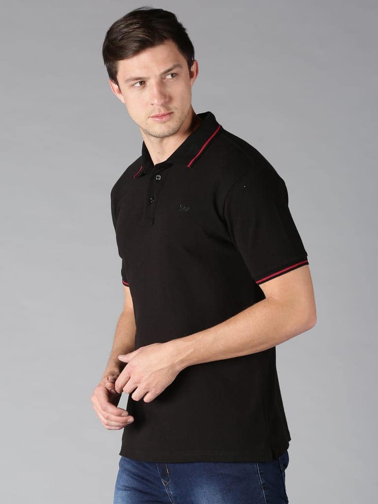 Pure Cotton Black Solid Polo view 4