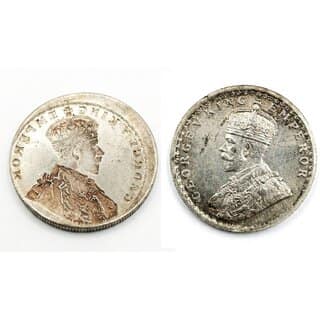 Brockage Error 1 Rupee, King George 5th Silver Plated Ancient India Collection