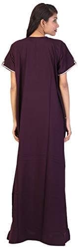 VALENCIA SLEEPWEAR Plain Embroidery Gown Maxi Nightwear Nighty Lizzy Bizzy Soft Fabric Wine view 3
