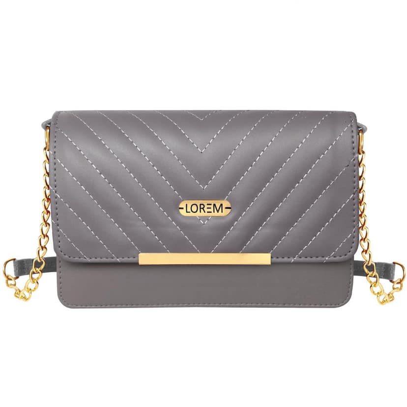 LOREM Quilted Crossbody Handbag, Faux Leather, Gold Chain Strap, Magnetic Lock
