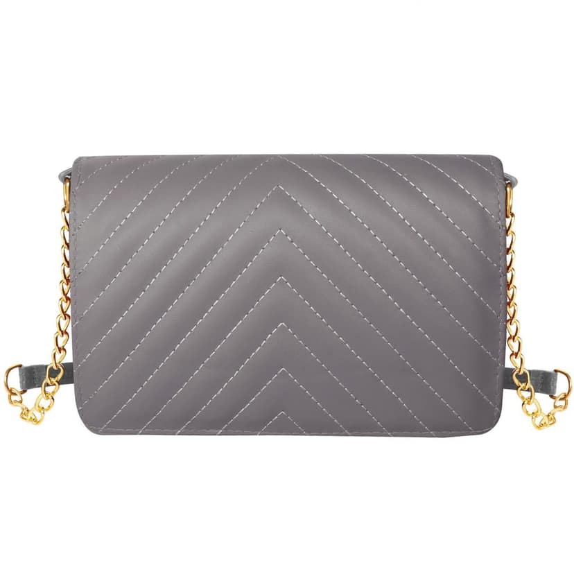 LOREM Quilted Crossbody Handbag, Faux Leather, Gold Chain Strap, Magnetic Lock view 4