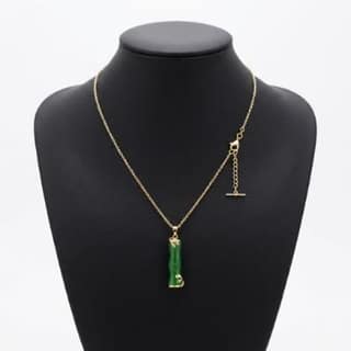 Green Bamboo Necklace | Gold-Tone Anti-Tarnish Imitation Jewellery