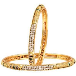 High Gold Plated Designer Alloy Gold Stone Bangle Set